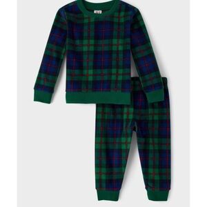 Kids Plaid Pajama Set in Green and Blue